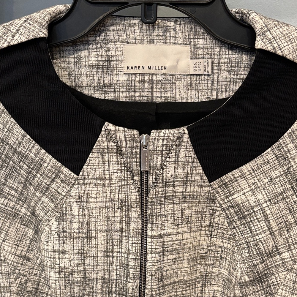 Karen Millen Women's Black and Gray Fitted Jacket - Picture 3 of 6